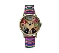 Easy Reader Women with Multicolour Rainbow Pattern 20mm Rubber Watch Strap (B, One Size)