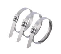 Easy-Release 100PCS Metal Cable Ties Stainless Steel Self Locking Fastening Rings Heavy Duty Cables Tie Strap Exhaust Wrap Organizer for Home Office(4.6x200mm)