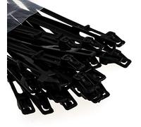 Easy Release Cable Ties 7.6mm x 250mm Releasable Reusable Black [25 Pack]