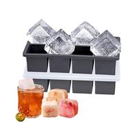 Easy Release Silicone Ice Cube Trays with Stiff Frame - Pack of 2 - Extra Large Ice Moulds Flexible BPA Free, Melt Slowly Square Ice Cubes Perfect for Whiskey Spirits Cocktails (Black)