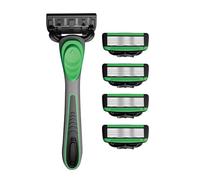 Easy Rinse Men ' s Hand Shaver with 7 Layer Blading Comfortable Rubber Grip 5 Replacement Head Set Wet Shaving
