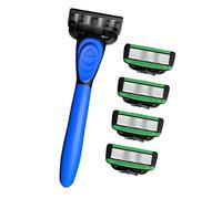 Easy Rinse Men ' s Hand Shaver with 7 Layer Blading Comfortable Rubber Grip Shaver 5 Replacement Head Set Replacement Blading