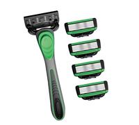 Easy Rinse Men ' s Hand Shaver with 7 Layer Blading Comfortable Rubber Grip Shaver 5 Replacement Head Set Replacement Blading