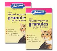 Easy Round Wormer Granules for Cats & Kittens 2 Boxes - 6 Sachets | Cat Worming Treatment for Roundworms by Johnson's Veterinary | Suitable for Cats Over 12 Weeks