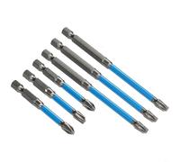 Easy Screw Engagement Magnetic Special Slotted Cross Screwdriver Bit, Phosphating Black Treatment, FPH2, 65mm/110mm, Alloy Steel, 6pcs