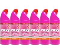 Easy Seriously Pink Thick Bleach 750ml for Toilets, Drains, Bathrooms, Kitchens Powerful Disinfectant Cleaner, Removes Tough Stains, Germs & Odours - Household Cleaning Pack of 6