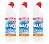 Easy Seriously Thick Bleach 750ml Crystal White Gel Powerful Disinfectant Cleaner, Removes Tough Stains, Germs & Odours, for Toilets, Drains, Bathrooms, Kitchens Household Cleaning Pack of 3