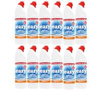 Easy Seriously Thick Bleach 750ml Crystal White Gel Powerful Disinfectant Cleaner, Removes Tough Stains, Germs & Odours for Toilets, Drains, Bathrooms, Kitchens Household Cleaning Pack of 12
