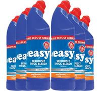 Easy Seriously Thick Bleach 750ml Original Powerful Disinfectant Cleaner, Removes Tough Stains, Germs & Odours, for Toilets, Drains, Bathrooms, Kitchens, Household Cleaning 6 Packs
