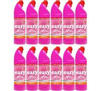 Easy Seriously Thick Bleach 750ml Pink Powerful Disinfectant Cleaner, Removes Tough Stains, Germs & Odours for Toilets, Drains, Bathrooms, Kitchens, Household Cleaning 12 Packs