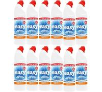 Easy Seriously Thick Bleach 750ml x12 for Toilets, Drains, Bathrooms, Kitchens Household Cleaning Crystal White Gel Powerful Disinfectant Cleaner, Removes Tough Stains, Germs & Odours