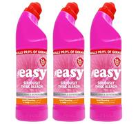 Easy Seriously Thick Bleach Pink 750ml Powerful Disinfectant Cleaner, Removes Tough Stains, Germs & Odours, for Toilets, Drains, Bathrooms, Kitchens, Household Cleaning x3