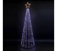 Easy Set Up 2.1m/7ft Pre Lit Christmas Outdoor Maypole Pyramid Tree with 595 Warm and Cool White LEDs