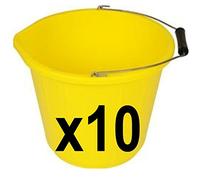Easy Shopping 10 x Yellow Plastic Builders Bucket 3 Gallon 14 Litre Water Mixing Storage Strong with Handle Made in U.K.