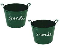 Easy Shopping 2 x 14 Litre Flexi Tub Garden Home Flexible Colour Rubber Storage Container Bucket Polyethylene Flex Tub- MADE IN U.K. (Green)