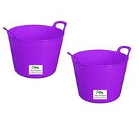 Easy Shopping 2 x 14 Litre Flexi Tub Garden Home Flexible Colour Rubber Storage Container Bucket Polyethylene Flex Tub- MADE IN U.K. (Purple)