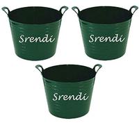 Easy Shopping 3 x 14 Litre Flexi Tub Garden Home Flexible Colour Rubber Storage Container Bucket Polyethylene Flex Tub- MADE IN U.K. (Green)