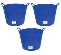 Easy Shopping 3 x 14 Litre Flexi Tub Garden Home Flexible Colour Rubber Storage Container Bucket Polyethylene Flex Tub- MADE IN U.K. (Blue)
