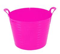 Easy Shopping 3 X 42 Litre Large Flexi Tub Garden Home Flexible Colour Rubber Storage Container Bucket Polyethylene Flex Tub- MADE IN U.K. (Pink)