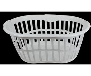 Easy Shopping® 34L Hipster Plastic Laundry Basket with Handles Large Storage Hamper for Washing Clothes Fruits Vegitable Nursery & Home Storage Organisation MADE IN U.K. (White)