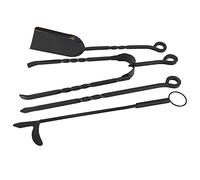 Easy Shopping® 4 Pieces Fire Tools Set, Iron Fireplace Companion Set Tong, Shovel, Poker and Chiminea Poker Fireside Accessories