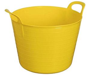 Easy Shopping 5 x 26 Litre Flexi Tub Garden Home Flexible Colour Rubber Storage Container Bucket Polyethylene Flex Tub- MADE IN U.K. (Yellow)