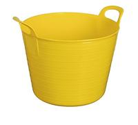 Easy Shopping 5 x 42 Litre Large Flexi Tub Garden Home Flexible Colour Rubber Storage Container Bucket Polyethylene Flex Tub- MADE IN U.K. (Yellow)