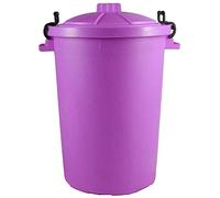 Easy Shopping 85 Litre 85L Extra Large Colour Plastic Dustbin Garden Bin Clip on Locking Lid Heavy Duty for Rubbish Recycle Waste Animal Feed Storage Unit (4, Purple)