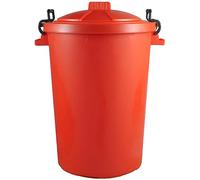 Easy Shopping 85 Litre 85L Extra Large Colour Plastic Dustbin Garden Bin Clip on Locking Lid Heavy Duty for Rubbish Recycle Waste Animal Feed Storage Unit (10, Red)