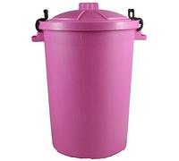 Easy Shopping 85 Litre 85L Extra Large Colour Plastic Dustbin Garden Bin Clip on Locking Lid Heavy Duty for Rubbish Recycle Waste Animal Feed Storage Unit (6, Pink)