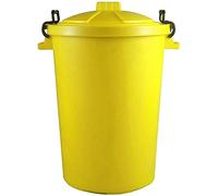 Easy Shopping 85 Litre 85L Extra Large Colour Plastic Dustbin Garden Bin Clip on Locking Lid Heavy Duty for Rubbish Recycle Waste Animal Feed Storage Unit (6, Yellow)