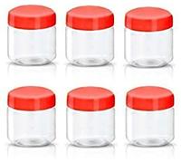 Easy Shopping® Airtight Plastic Food Storage Jars Containers Clear Canister pots with Screw Top Lid BPA Free for Home Office Kitchen, Herb, Spices, Sweets Jar PACK OF 6 (250 ML)