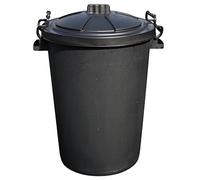 Easy Shopping BLACK 85 Litre 85L Extra Large Heavy Duty Plastic Bin Dustbin Storage Unit with Locking Lid for Home Garden Rubbish Waste Animal Feed (4)