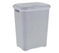 Easy Shopping® Large 55L Plastic Laundry Basket Bin Hamper with Lid Washing Clothes Storage Solution