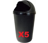 Easy Shopping® Plastic Bullet Bins 50L Wastepaper Recycle Dustbin Flap Lid Kitchen, Home Office Rubbish Trash Basket (5)