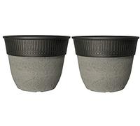 Easy Shopping® Set of 2 SILVER Large 15" Baker Planter Plant Pot Home Garden Flower Tree Plastic Planter Decorative Durable Planter Made From 100% Recycled Plastic
