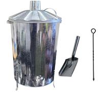 EASY SHOPPING Small Medium Large 15L 60L 90L Litre Metal Galvanised Garden Incinerator Fire Bin Burning Leaves Paper Wood Rubbish Dustbin Shovel and Poker Made In U. K. (90L INC with Shovel&Poker)