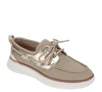 Easy Spirit Women's Charter Boat Shoe, Beige/Gold, 12 Wide