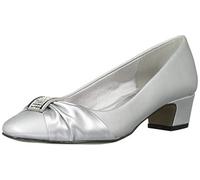 Easy Street Women's Eloise Dress Pump, Silver Satin/Silver Easy Flex Dance Sole, 5.5 UK