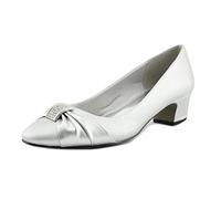 Easy Street Women's Eloise Dress Pump, Silver Satin/Silver Easy Flex Dance Sole, 7 W US