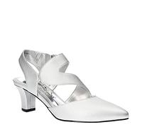 Easy Street Women's Venue Dress Shoe Pump, Silver Satin/Gore, 6.5 UK