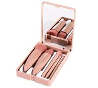 Easy-taken Travel Makeup Brush Set 5pcs Complete Function Cosmetic Brushes Kit with Synthetic Bristles Multi-Use for Eyeshadow Powder Blush Lip Portable On The Go Vegan Cruelty- Perfect