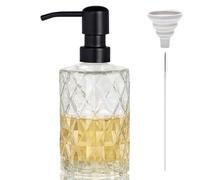 Easy Tang Glass Hand Dish Soap Dispenser Kitchen Bathroom 12 Oz Refillable Liquid Crystal Design Bottle with Black Pump (Clear)