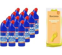 Easy Thick Bleach 24-Hour Toilet Bleach Cleaner 12x750ml - Powerful Formula, Germ-Killing Strength | Includes Bonus DirtBuster Gloves by Sucasa