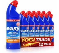 Easy Thick Bleach Toilet Cleaner & Bathroom Disinfectant 12 x 750ml | 24 Hour Germ Protection | Removes Tough Stains & Odours | Powerful Multi-Surface Cleaner