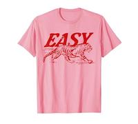 Easy Tiger Distressed Graphic Men Women T-Shirt, Men, Pink, Medium