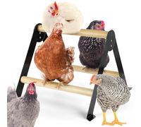 Easy to Assemble Chicken Perch - Large Sturdy Metal and Wooden Chicken Roosting Bars, Stand Ladder Fun Toys for Coop Accessories