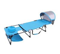 Easy to Carry Reclining Outdoor Cot, Blue | Sunbathing Lounge Chair, Foldable, Adjustable Outdoor Lounge Chair, for Beach, Patio, Camping