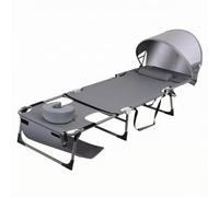 Easy to Carry Reclining Outdoor Cot, Gray | Sunbathing Lounge Chair, Foldable, Adjustable Outdoor Lounge Chair, for Beach, Patio, Camping