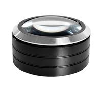 Easy to clean optical magnifier glass lens features 6 LED lights for books and documents, and an insect collector with a metal based stable base magnifier